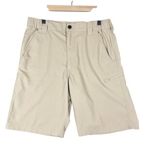 Wrangler‎ Authentics Mens Tan Flat Front Zipper Pocket Stretch Shorts Size 36